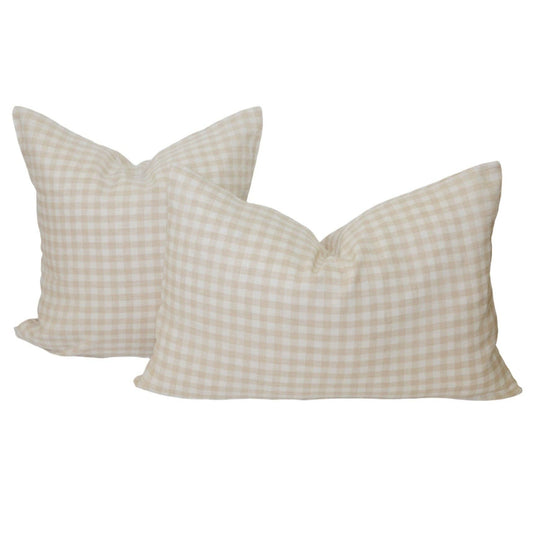 Linen Natural Gingham Pillow