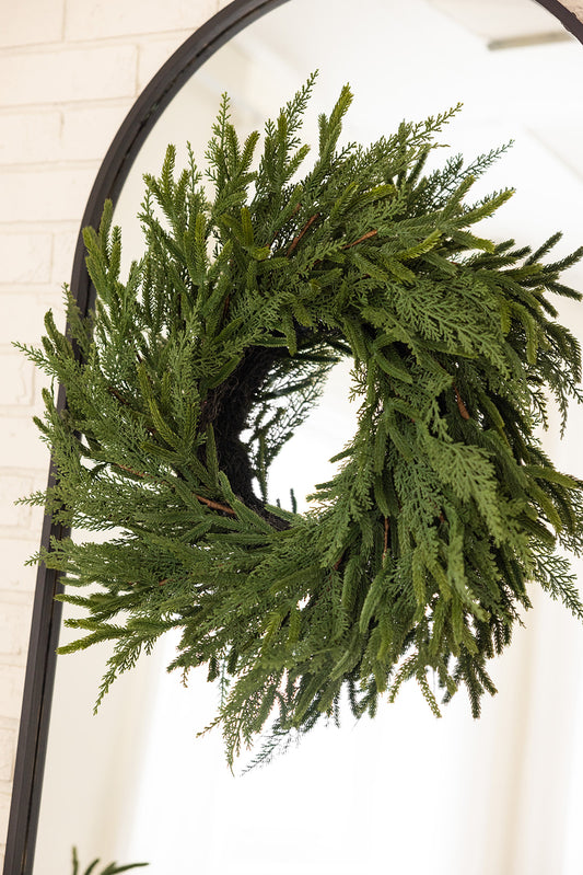 FAUX REAL TOUCH PINE HOLIDAY WREATH