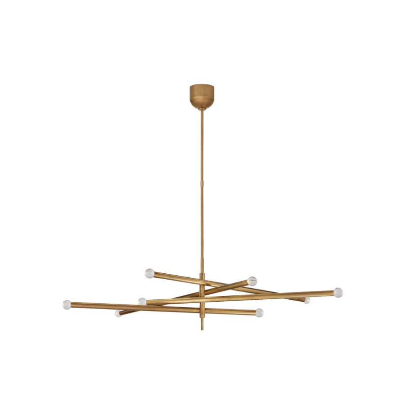 Rousseau Eight Light Articulating Chandelier - Antique-Burnished Brass