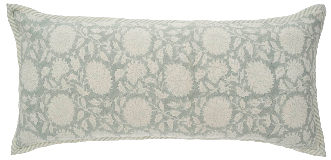 Maeve Block Print Pillow, Mist