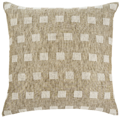 Check Linen Pillow, Natural