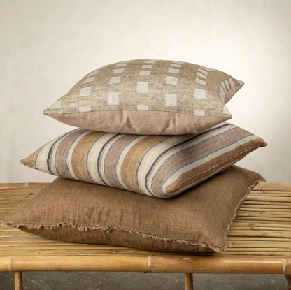 Check Linen Pillow, Natural