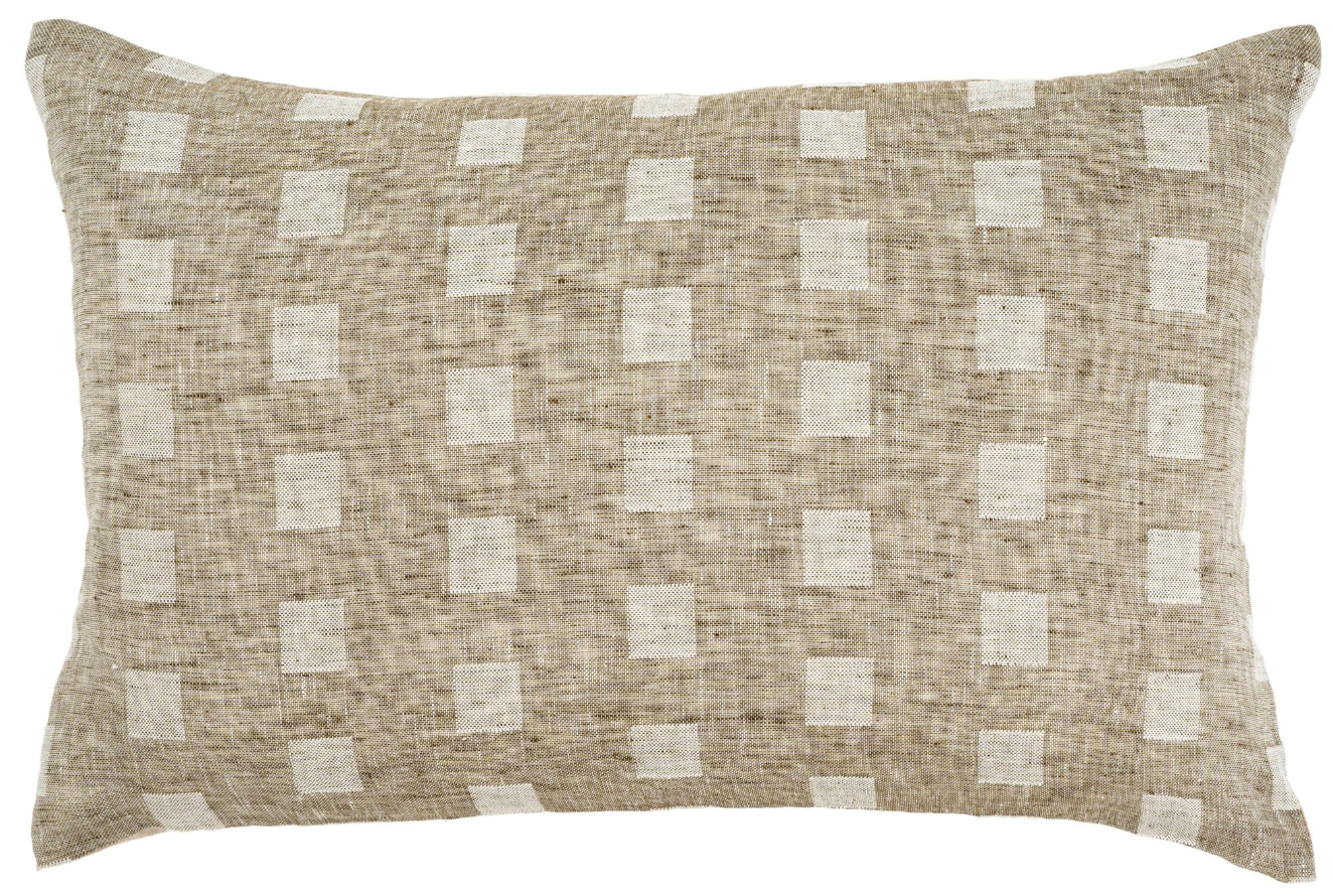 Check Linen Pillow, Natural