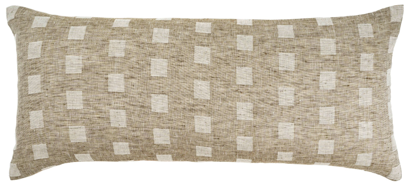 Check Linen Pillow, Natural