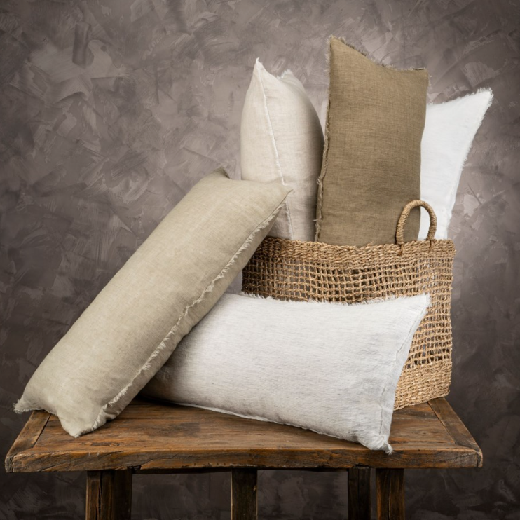 Lina Linen Pillow, Ivory