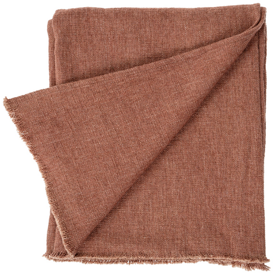 Selena Linen End of Bed Blanket, Brick