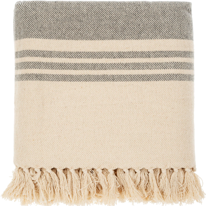 Beach Stripe Brushed Throw, Grey