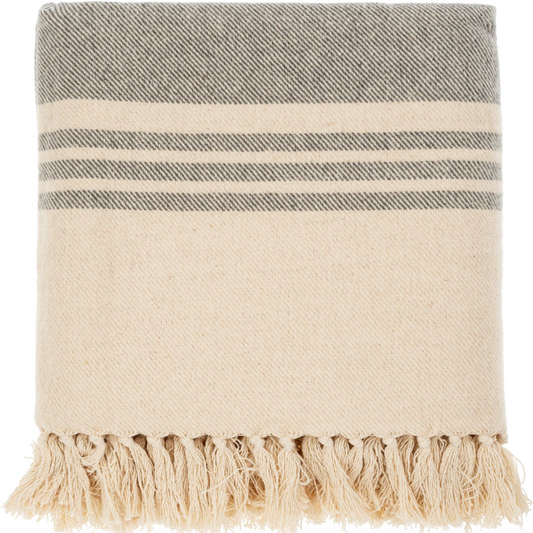 Beach Stripe Brushed Throw, Grey