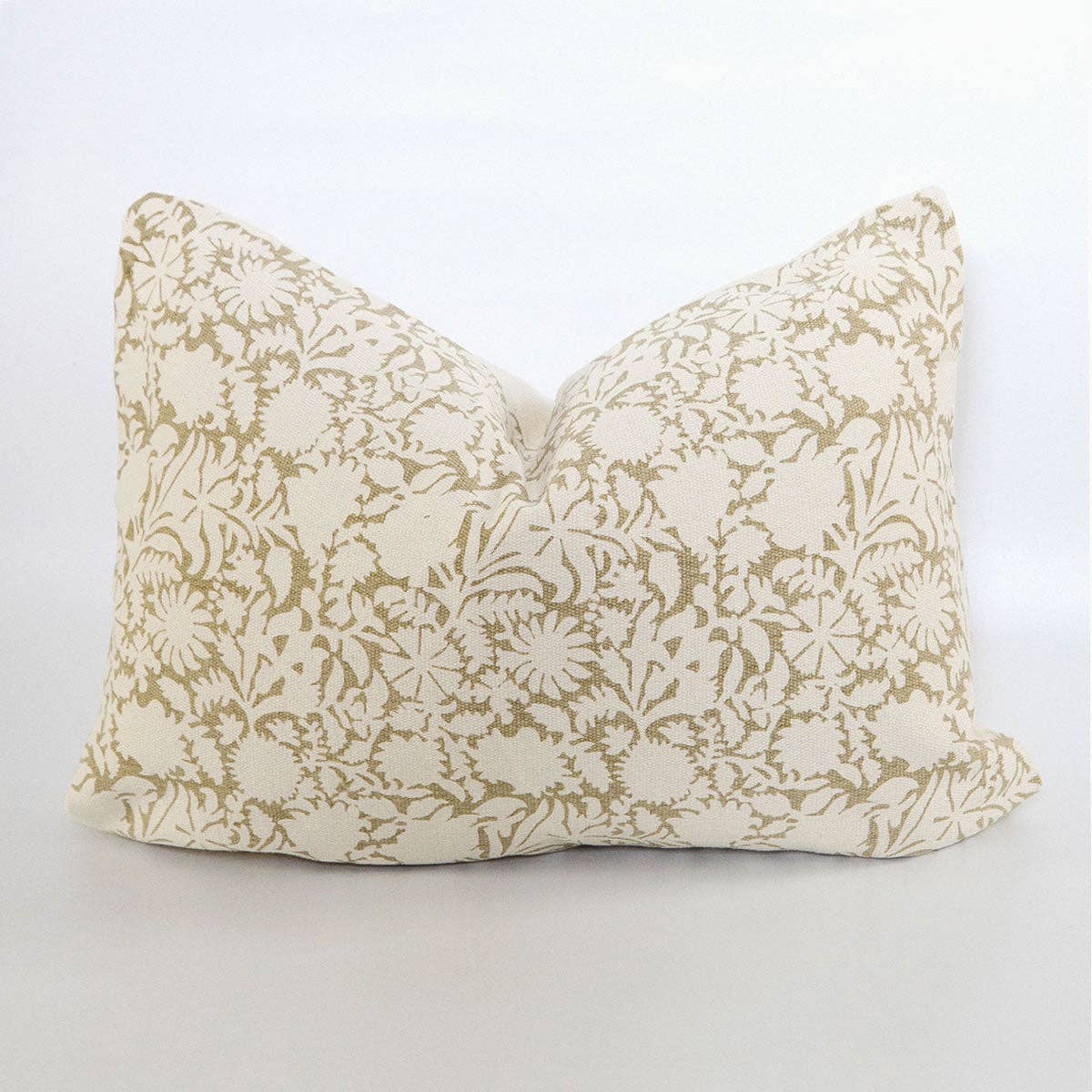 Floral Cotton Pillow in Olive Green